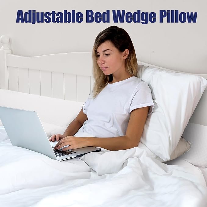 HOMBYS Wedge Pillow Headboard for Bed Gap,Foldable Bed Wedge Gap Filler Queen Size,Matterss Gap Filler,Multi Functional Bed Crack Pillow, Fill The Gap (0-7") Between Your Headboard and Mattress,White