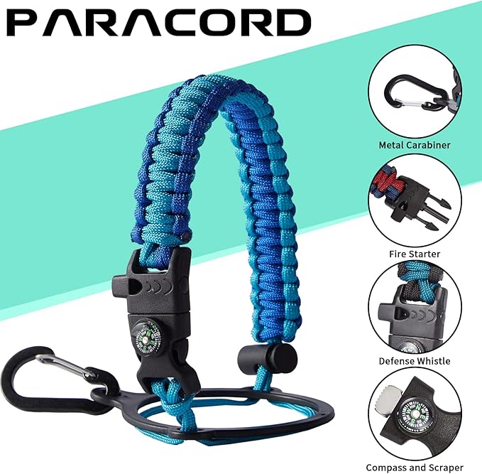 Stainless Steel Flask Water Bottle - 32oz/40oz/64oz Insulated Water Bottle with Straw & Spout Lids, Paracord Handle, Strap Sleeve, Protective Cup Mat, Wide Mouth Hydro Thermo Bottle Sports Office