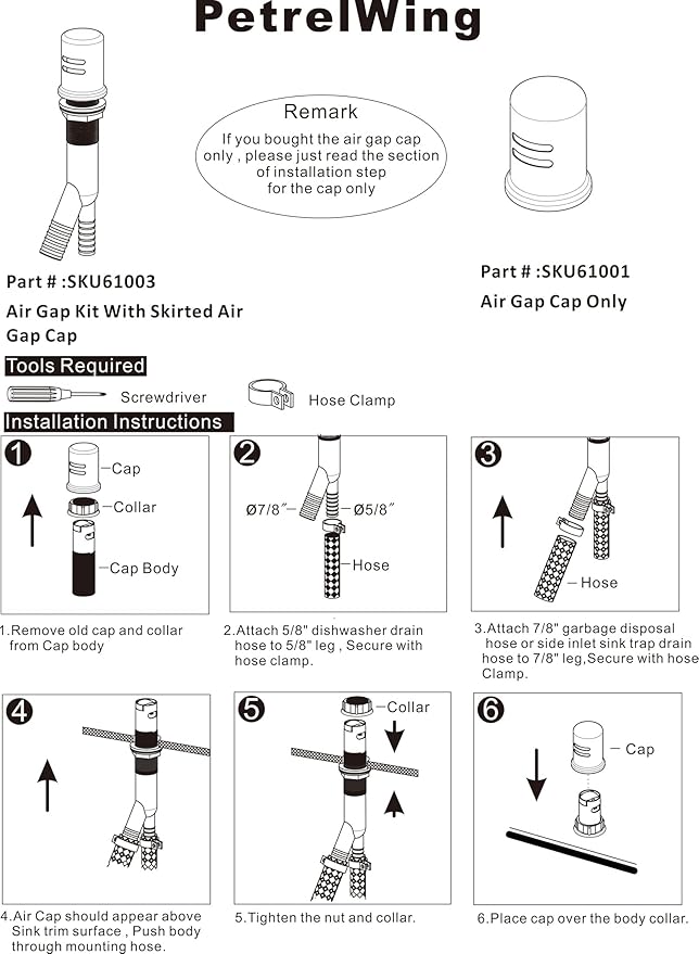 Dishwasher Air Gap Kits with ORB Dishwasher Air Gap Cover and Matching Escutcheon, Replacement air gap dishwasher,Solid Brass Air Gap Cap, Oil Rubbed Bronze Finish