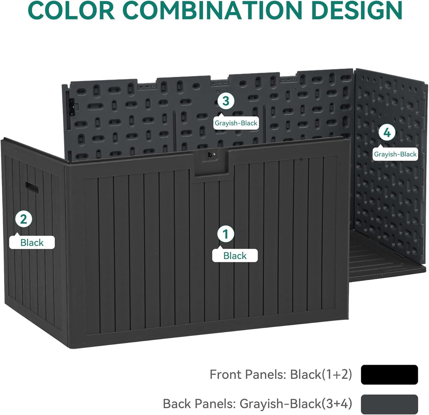 YITAHOME 200 Gallon Extra Large Deck Box, Double-Wall Resin Outdoor Storage Box with Flexible Divider for Patio Cushions Pool Supplies Garden Tools, 990 lbs Load Capacity, Lockable (Black)