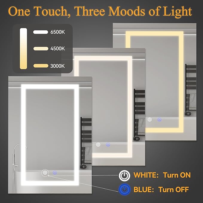 20x26In Medicine Cabinet with Lights, Recessed or Wall Mount LED Medicine Cabinet Mirror for Bathroom, with Defog, 3 Color Temperature & Stepless Dimming, Double Sockets & USBs(Left Door)