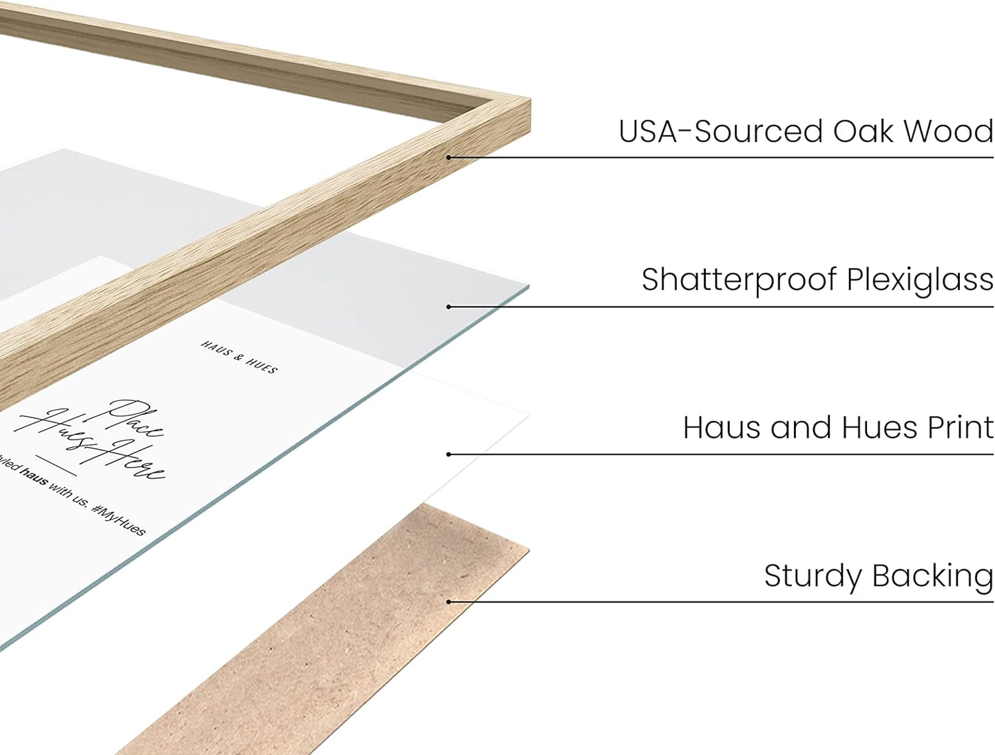 Haus and Hues 24x36 Natural Oak Wood Picture Frames Set of 25 - Premium Bulk Picture Frames 24x36 Bundle - Elegant Gallery Wall Frame Set for Posters, Art Display - Ideal for Wall Decor in Home &