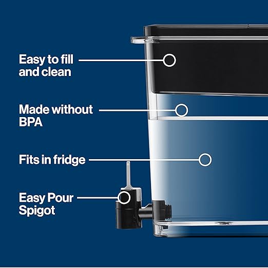 Brita XL Water Filter Dispenser for Tap and Drinking Water with 3 Elite Filters, Reduces 99% Of Lead, Lasts 6 Months Each, 27-Cup Capacity, BPA Free, Black