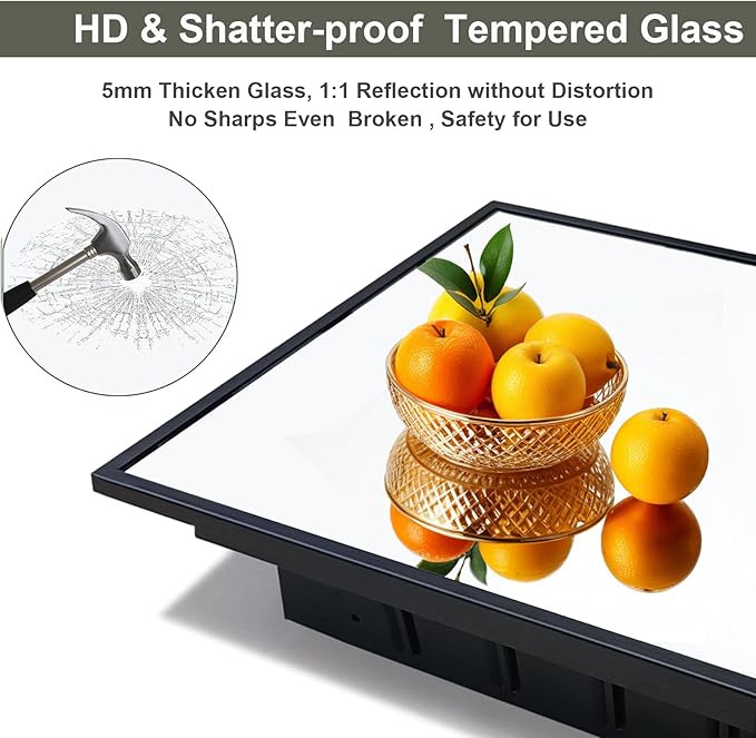 Recessed Medicine Cabinets with Mirror, Black Bathroom Mirror with Storage, Rectangle Medicine Cabinet Mirror, Metal Framed Wall Mirror Recessed or Surface Mount, 20x26 Inch