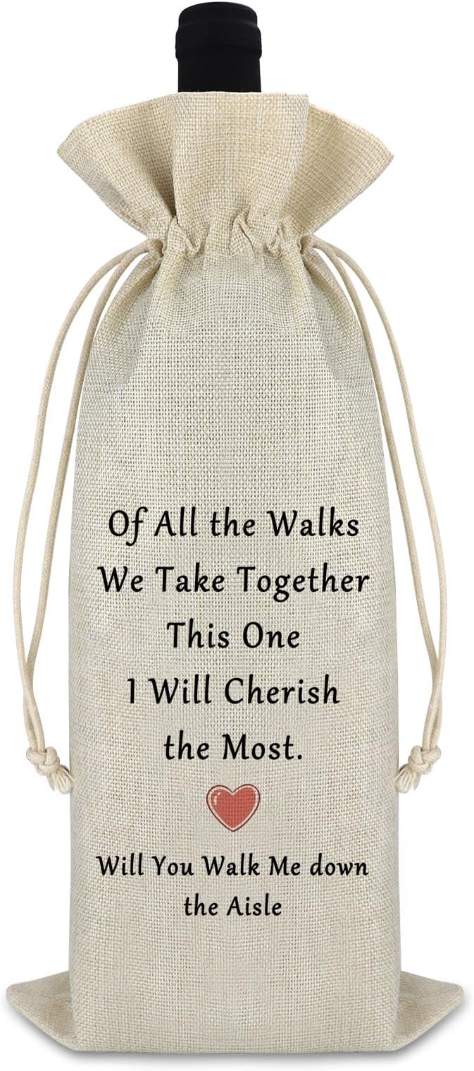 Gfhzdmf Proposal Gift Engagement Gift for Women Men Wine Gift Bag Wedding Day Gift for Bride Groom Wedding Gift for Dad Bridesmaid Anniversary Valentine Gift for Girlfriend Burlap Wine Bottle Bags