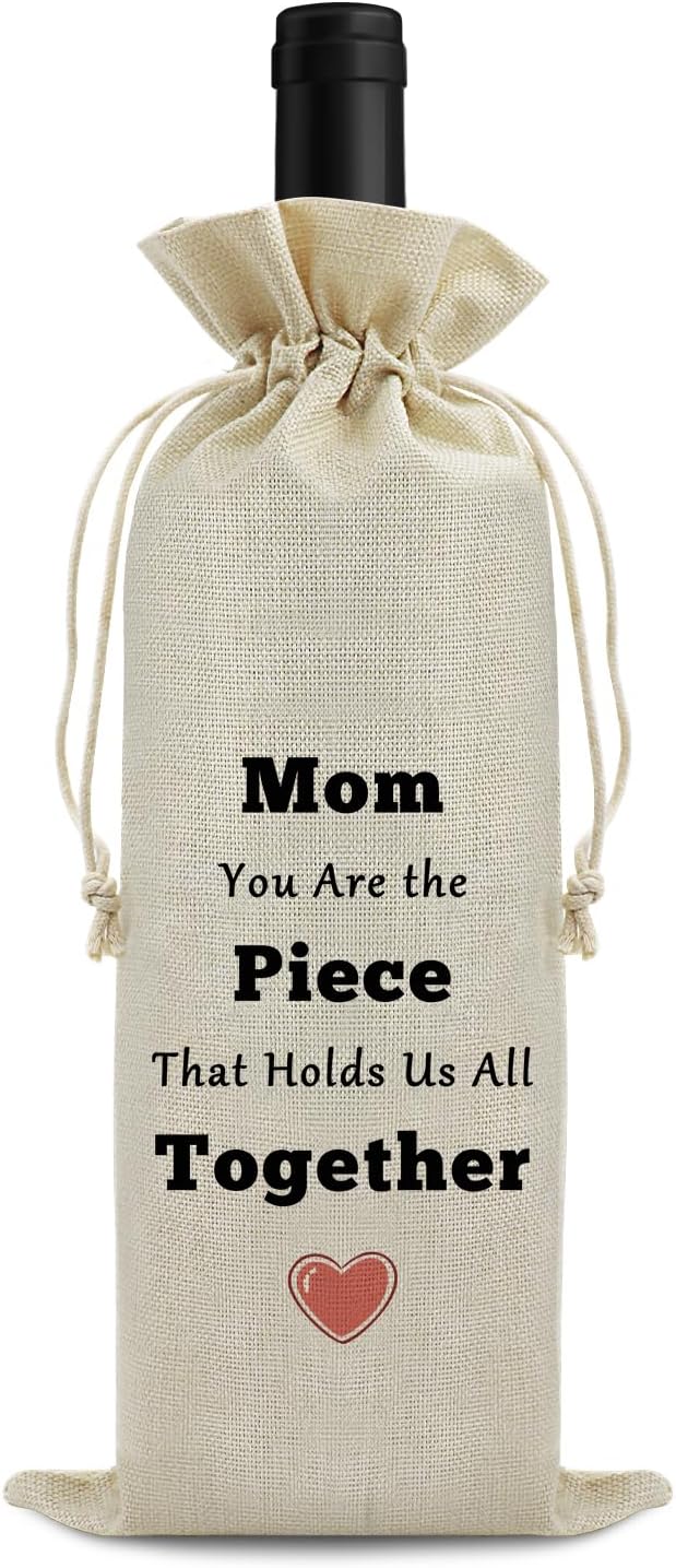 Gift for Mom Mother's Day Gift Wine Bag Thank You Gift for Mom Grandma Birthday Christmas Gift for Her Wine Wrapping Valentine Thanksgiving Gift for Mom from Child Bag Drawstring Wine Gift Bag