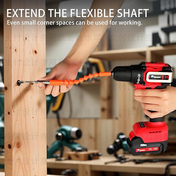 Brushless Cordless Drill Set,12V Power Drill Set with Battery and Charger, Electric Driver/Drill Bits, 3/8'' Keyless Chuck,20+1 Torque Setting, 300 inch-lbs, with LED Electric Drill Set (Red)