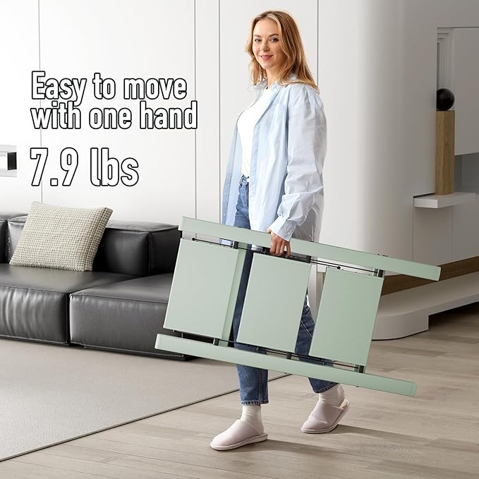 3 Step Ladder,Aluminum Folding Step Stool for Adults,Step Ladder with Wide Anti-Slip Pedal,330 lbs Capacity for Home,Office,Kitchen,Library(Green)