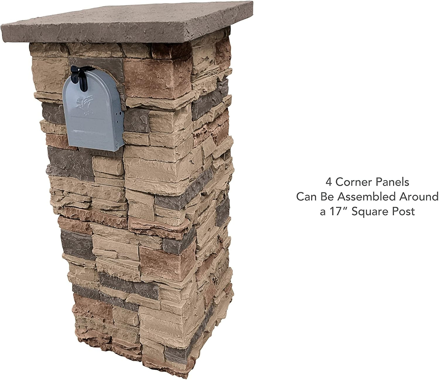 GenStone Faux Stacked Stone 90 Degree Outside Corner Panel 22.5" x 12" in Desert Sunrise Color for Do It Yourself Friendly Home Improvement Projects