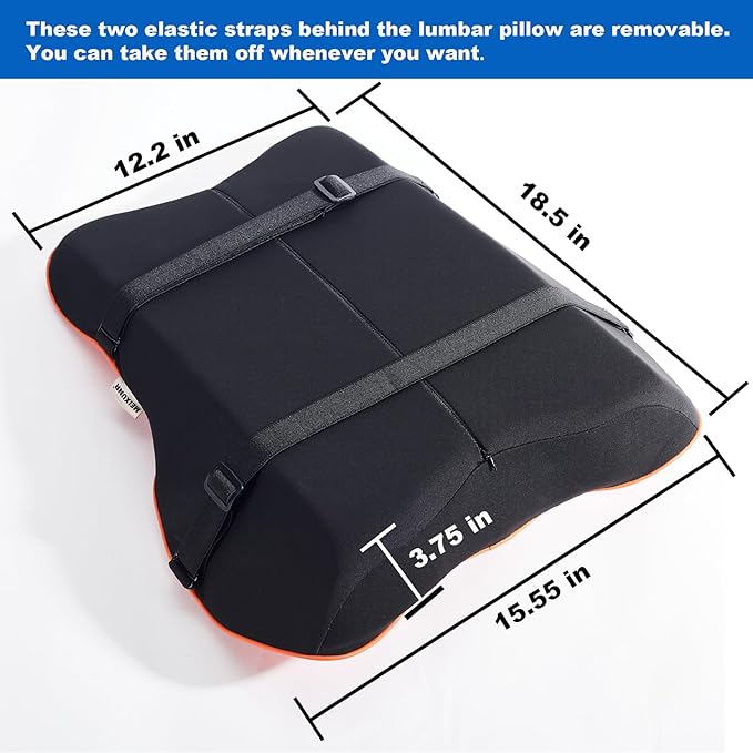 Soft Lumbar Support Pillow for Office Chair and Car Seat,Back Support Pillow for Truck Driver's Seat, Back Cushion for Pain Relief Improve Posture (Leather-Black)