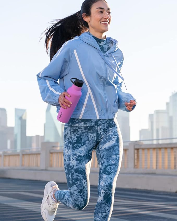 Corkcicle Insulated Canteen Travel Water Bottle, Triple Insulated Stainless Steel, Easy Grip Straw Mouth, Keeps Beverages Cold for 25 Hours or Warm for 12 Hours, 20oz, Fuchsia