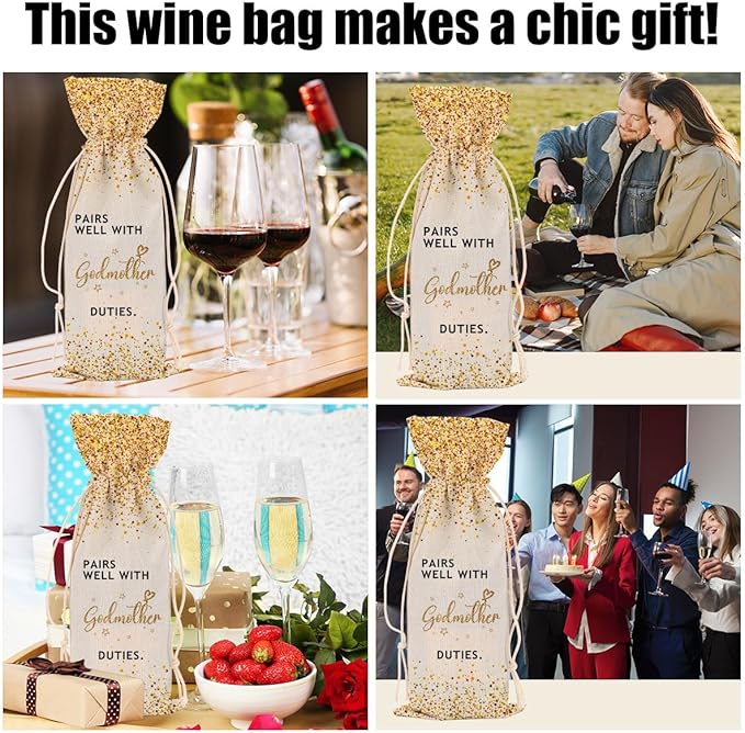 Godmother Gift Godmother Proposal Gift Wine Bag Godparents Gift Will You Be My Godmother for Baptism Women Aunt Bestie Sister Friend Congratulations Wine Bags