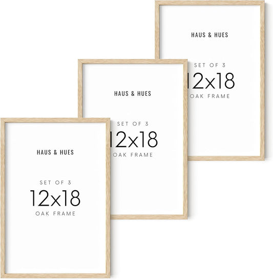 HAUS AND HUES Standalone Beige Oak Frame Set of 3-12x18