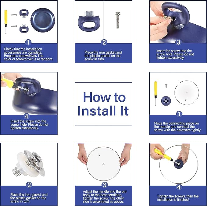 Clockitchen Non Stick Pots and Pan Set, Ceramic Cookware Set with Stay-Cool Handles, 10pcs Blue Induction Cooking Set Suitable for Gas, PFOA Free