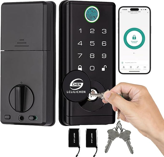 Smart Lock for Front Door, Keyless Entry Deadbolt with Fingerprint, Keypad, App Control, 5-in-1 Waterproof Door Lock for Home, Office, Airbnb