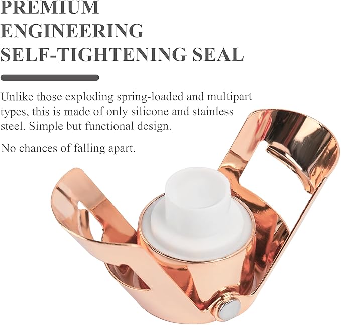 LIZIMANDU Champagne Stopper, Stainless Steel Bottle Plug Sealer for Sparkling Wine, Superior Leak,keeps Wine, Champagne, Prosecco, Cava, and Sparkling Wine fresh longer(1-Rose Gold)