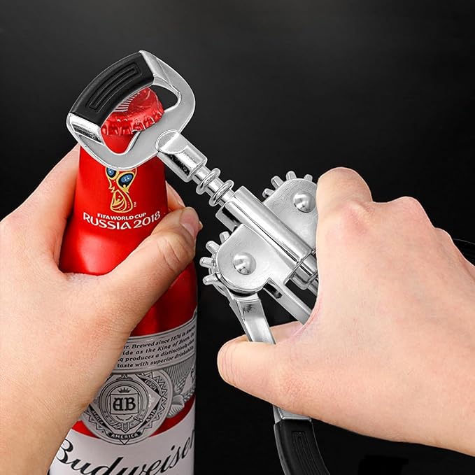 Wine Opener, Premium Zinc Alloy Wing Corkscrew Wine Bottle Opener with Multifunctional Bottles Opener