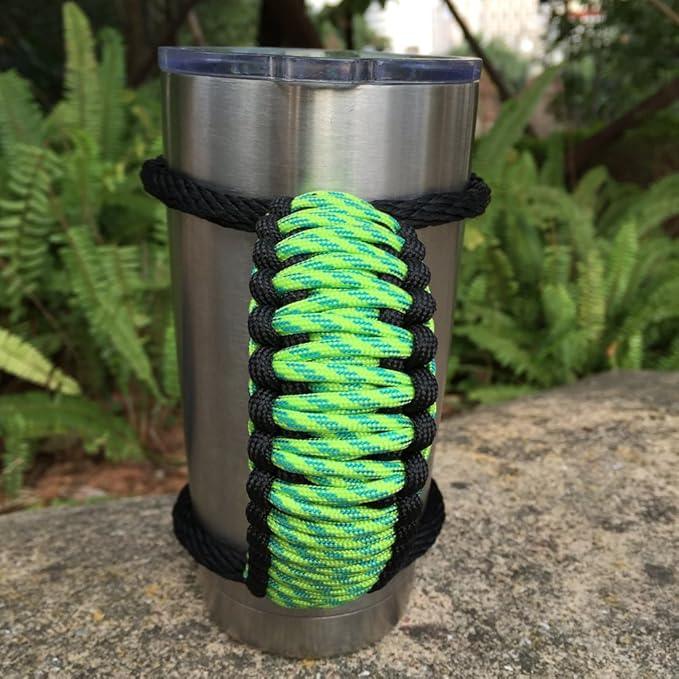 Handmade Paracord Handle for Yeti/Rtic/Ozark Trail Rambler 20 Oz Tumbler. Green/Black