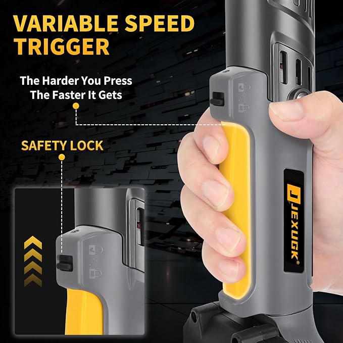 120Nm Cordless Ratchet Wrench, 3/8" 89 FT-LBS Brushless Ratchet Set with 2 x 2.0A Battery, 21V Electric Matraca Electrica with Variable Speed 7Sockets,1/4" Adapter,1/2" Adapter,3" Extension Bar