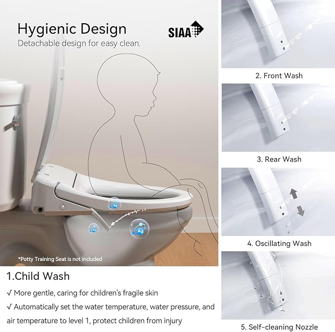 R&T V303 Auto-Open Smart Bidet Toilet Seat, Elongated Electric Bidets with Warm Water, Air Dryer, Adjustable Heated Seat, Nightlight, Bidet Attachment for Toilet