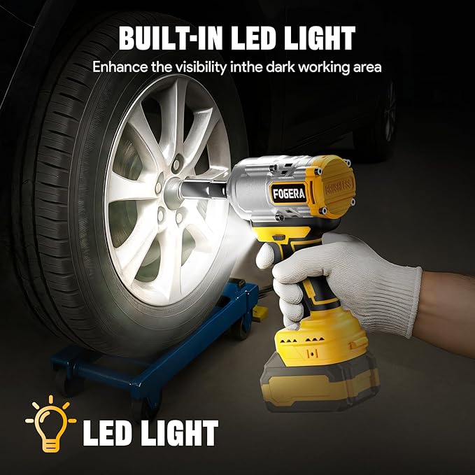 Cordless Impact Wrench 1/2 Inch - Compatible with Dewalt 20V Batteries, 1100 Ft-lbs (1500N.m) High Torque Impact Driver, Brushless Impact Gun with 3 Speed Modes & LED Light (Battery Not Included)