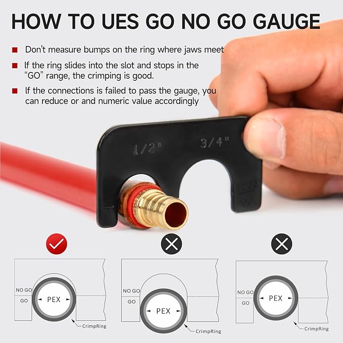 iCrimp Angle Head F1807 PEX Pipe Crimping Tool for Copper Rings - IWS-1234W(1/2&3/4-inchCombo Crimper Kit), Suitable for Tight Spaces