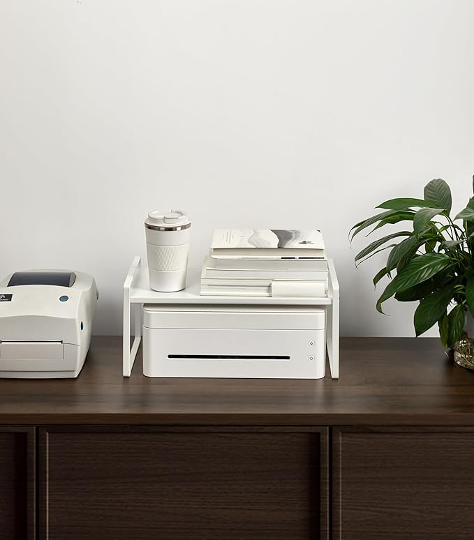 Nxconsu 2Pack Cabinet Shelves Stackable Shelf Organizer Rack Riser for Kitchen Cabinet Pantry Cupboard Counter Countertop Home Organization Storage Space Saver Heavy Duty Metal Nonslip White Wide