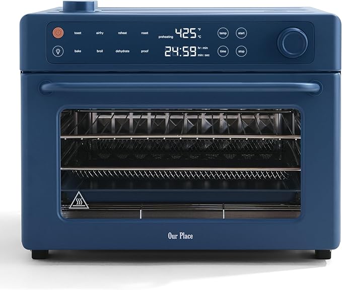 Our Place Wonder Oven Pro | 8-in-1 Digital Countertop Oven with Large 32Qt Capacity | Non-toxic, Quartz & Stainless Steel | Air Fry, Toast, Roast, Bake, Reheat, Broil, Reheat & Dehydrate | Blue Salt