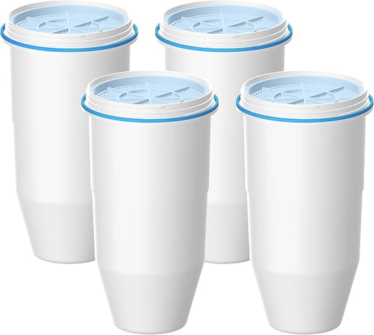 AQUA CREST Alkaline Water Filters Increase PH, 𝐍𝐎𝐓 𝐑𝐞𝐝𝐮𝐜𝐞 𝐓𝐃𝐒, Replacement for Zero Filter Pitchers and Dispensers, 6-Stage Filters Reduce Chlorine, 4-Pack