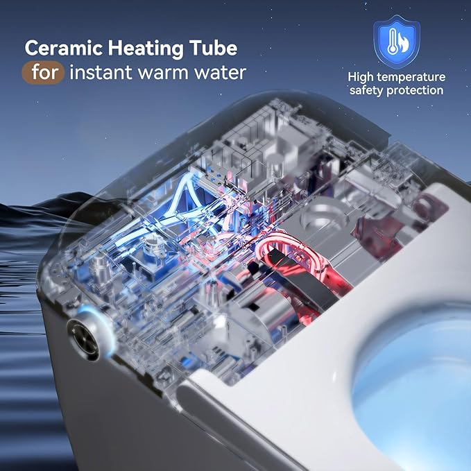 Smart Toilet with Bidet Built-in,Bidet toilet with Instant Warm Water Wash and Elongated Heated Toilet Seat, Smart Toilets for Bathrooms with Auto Flush,Night Light,Digital Display,Remote