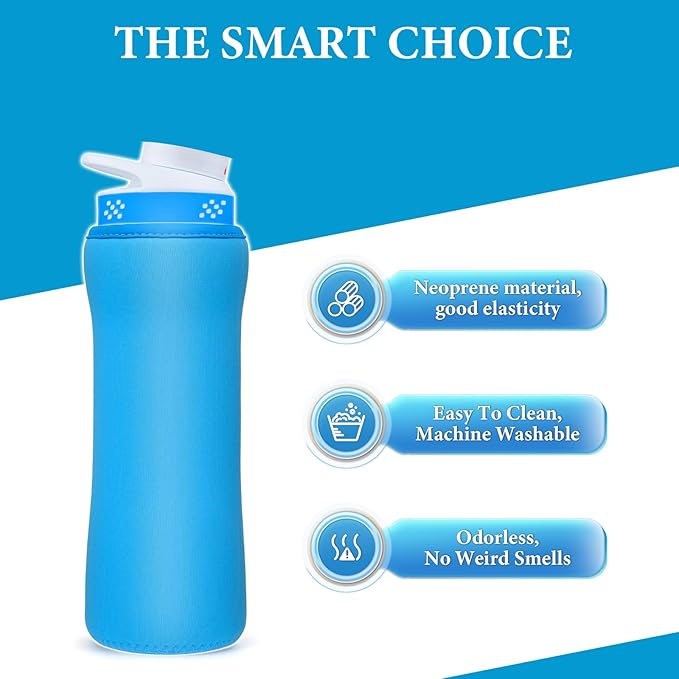 Sleeve Compatible with Cir-kul Water Bottle - 2 Pcs Water Bottle Sleeve Compatible with Cir-kul 22oz & Stainless Steel Bottle - Neoprene Insulated Water Bottle Cover for Retaining Temperature, Blue