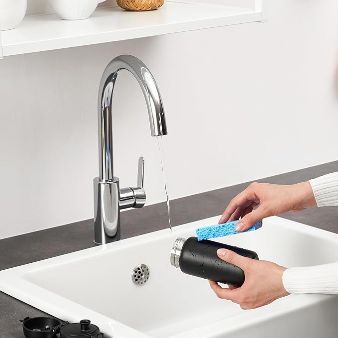 Ion8 Kids Water Bottle, Steel 400 ml/13 oz, Leak Proof, Easy to Open, Secure Lock, Dishwasher Safe, Hygienic Flip Cover, Carry Handle, Easy Clean, Durable, Scratch Resistant, Carbon Neutral, Black