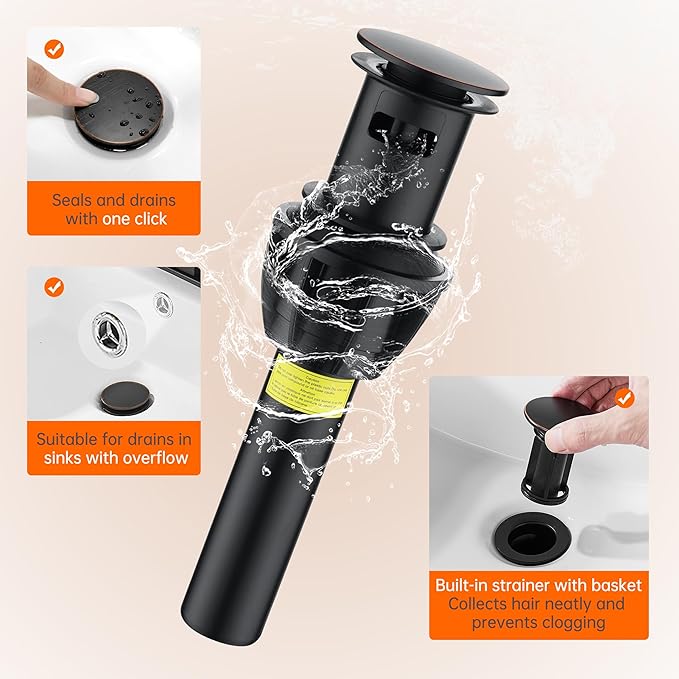 Waterfall Bathroom Sink Faucet 4 Inch Faucet 2 Handle Lead-Free Oil Rubbed Bronze, Bathroom Faucets with Pop Up Drain, 2 or 3 Holes Bathrooms Basin Lavatory Mixer Tap with Deck Mount Plate