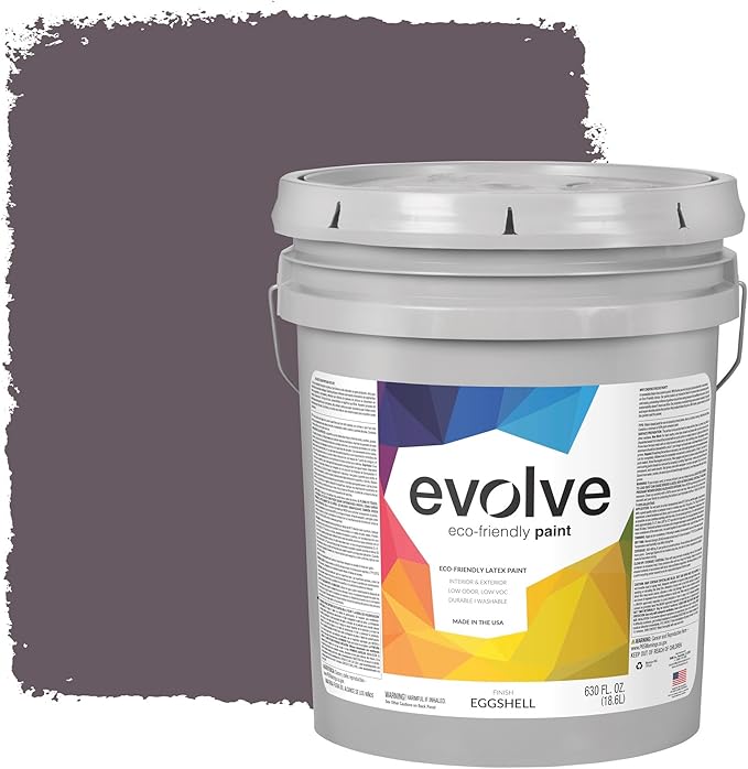 EVOLVE Paint & Primer: Environment-friendly, Low Sheen with One-coat Coverage for Interior & Exterior surfaces (Gentle Plum, 5-Gallon)