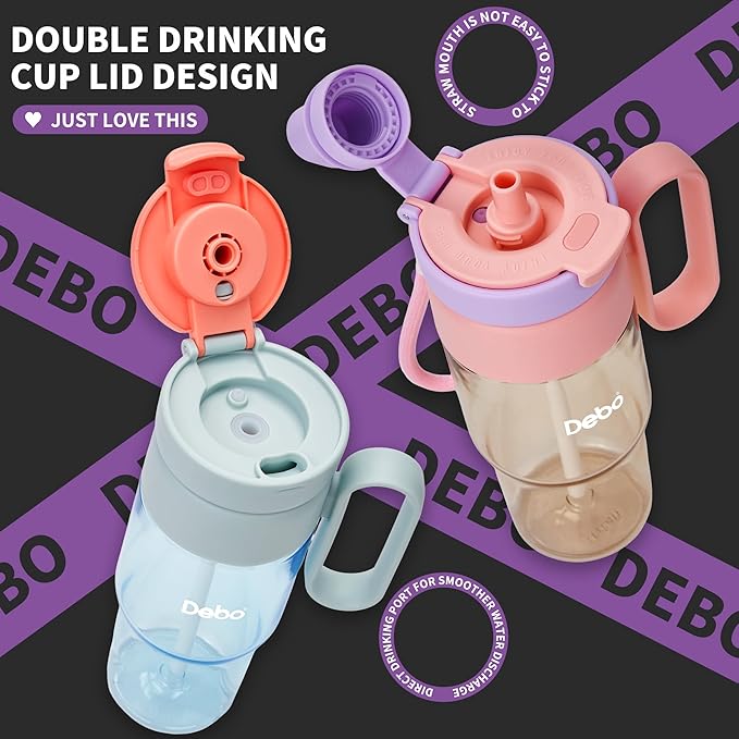 Water Bottle Tritan Material Safe for Health with BPA-Free Straw, Tea Infuser, and Portable Handle The iced coffee tumbler- Easy to Clean and Leakproof - Suitable for Hot and Cold Drinks. (Pink)