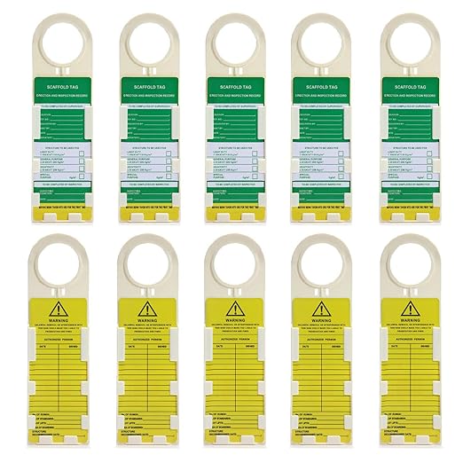Scaffold Status Holder and Safety Inspection Tags - Do Not Use Scaffold - 10 Pcs