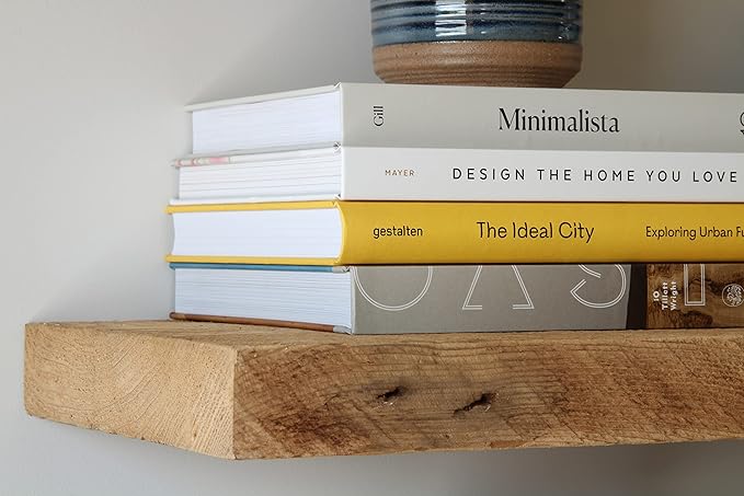 Urban Legacy Deep Floating Shelves | Reclaimed Barn Plank Deep Floating Shelves with Low Profile Brackets | High Weight Capacity (48" x 11" x 2")