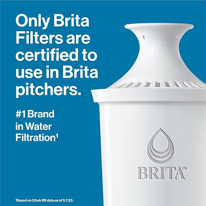 Brita Large Water Filter Pitcher for Tap and Drinking Water with SmartLight Filter Change Indicator, Includes 1 Standard Filter, BPA-Free, Lasts 2 Months, 10-Cup Capacity, Teal