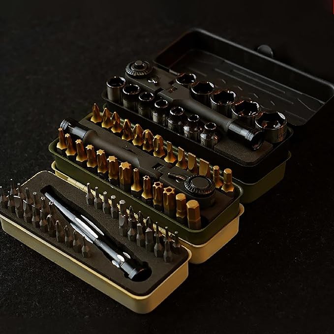 KESI Tool Torx Bit Set 77-Piece, Fully Armed Bits Ratchet Set with 1/4" Dr 29-piece Multi Function Bits Set, 13-Piece 1/4" Dr. Low Profile Socket Set and 35-piece Precision Bits Set