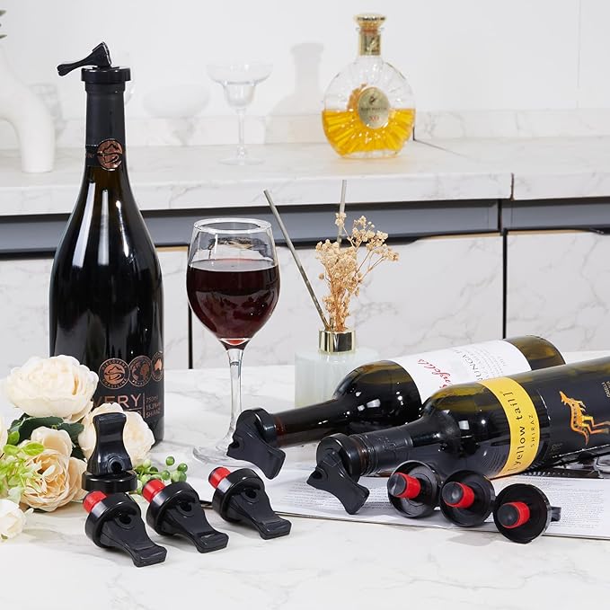 Wine Stopper，10 Pack Wine Stoppers for Wine Bottles，Plastic Vacuum Wine Bottle Stopper Wine Saver with Airtight Seal，Wine Topper Keep Wine Fresh Wine Bottle Sealer Set