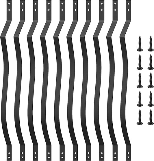 Akenow 61 Pack Metal Deck Spindles, 36"X1", Heavy Duty Railing, Wave Arc Baluster with Black Screws, Stylish for Outdoor Stair Porch