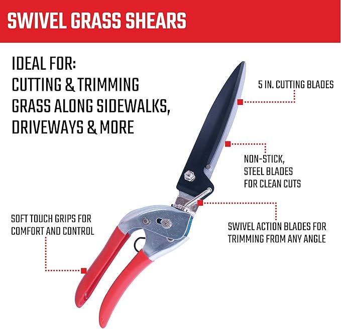 CRAFTSMAN 4-Piece Pruning Tools Set with Bypass Pruner, Bypass Lopper, Wavy Blade Hedge Shears & Swivel Blade Grass Shears