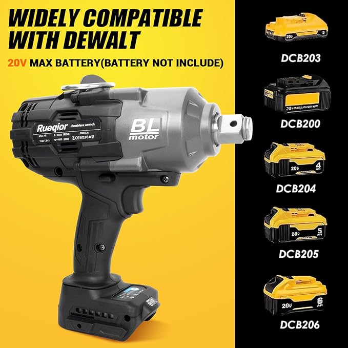 Cordless Impact Wrench 3/4" for DeWalt 20V MAX Battery, Impact Wrench 1500FT-LBS(2000N.m) High Torque Brushless Electric Impact, with 3 Speed Modes Power Impact Driver