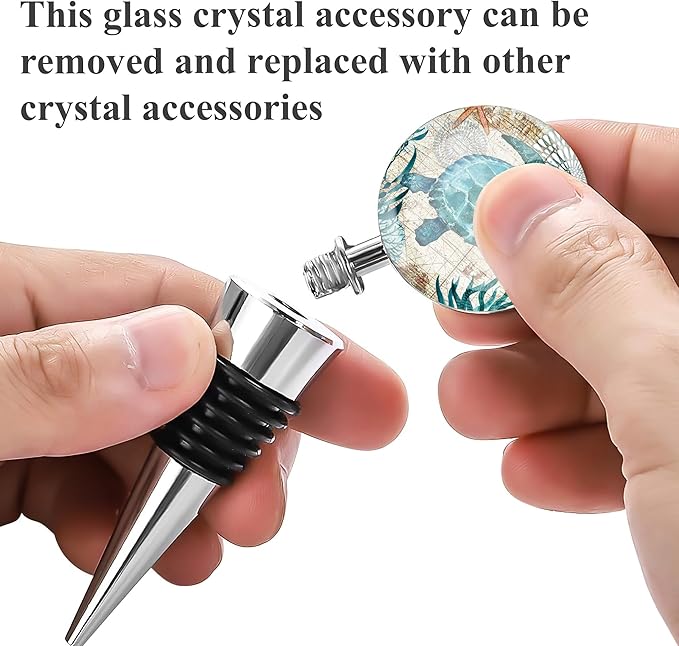 LIZIMANDU Wine Bottle Stoppers,Stainless Steel Wine Stoppers For Gifts, Bar, Holiday Party, Wedding(2-Turtles Whales)