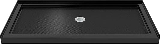 DreamLine SlimLine 36 in. D x 54 in. W x 2 3/4 in. H Center Drain Single Threshold Shower Base in Black, DLT-1136540-88