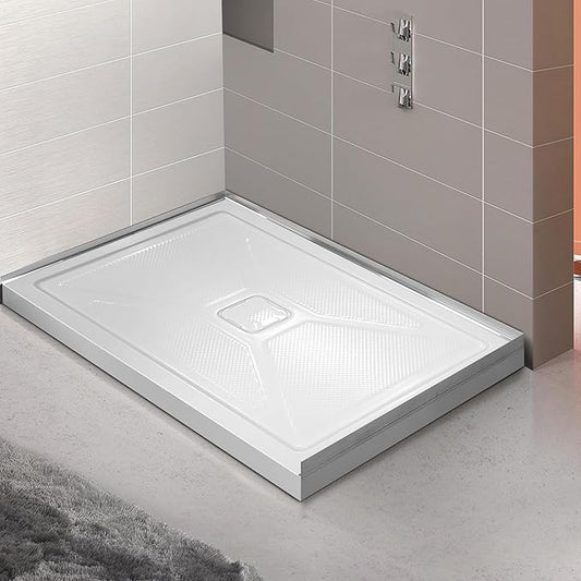 Shower Base in White Left Drainer Cover, Rectangular Shower Pan 48 "×32"×2.8", Anti-Slip Acrylic Shower Base for Bathroom