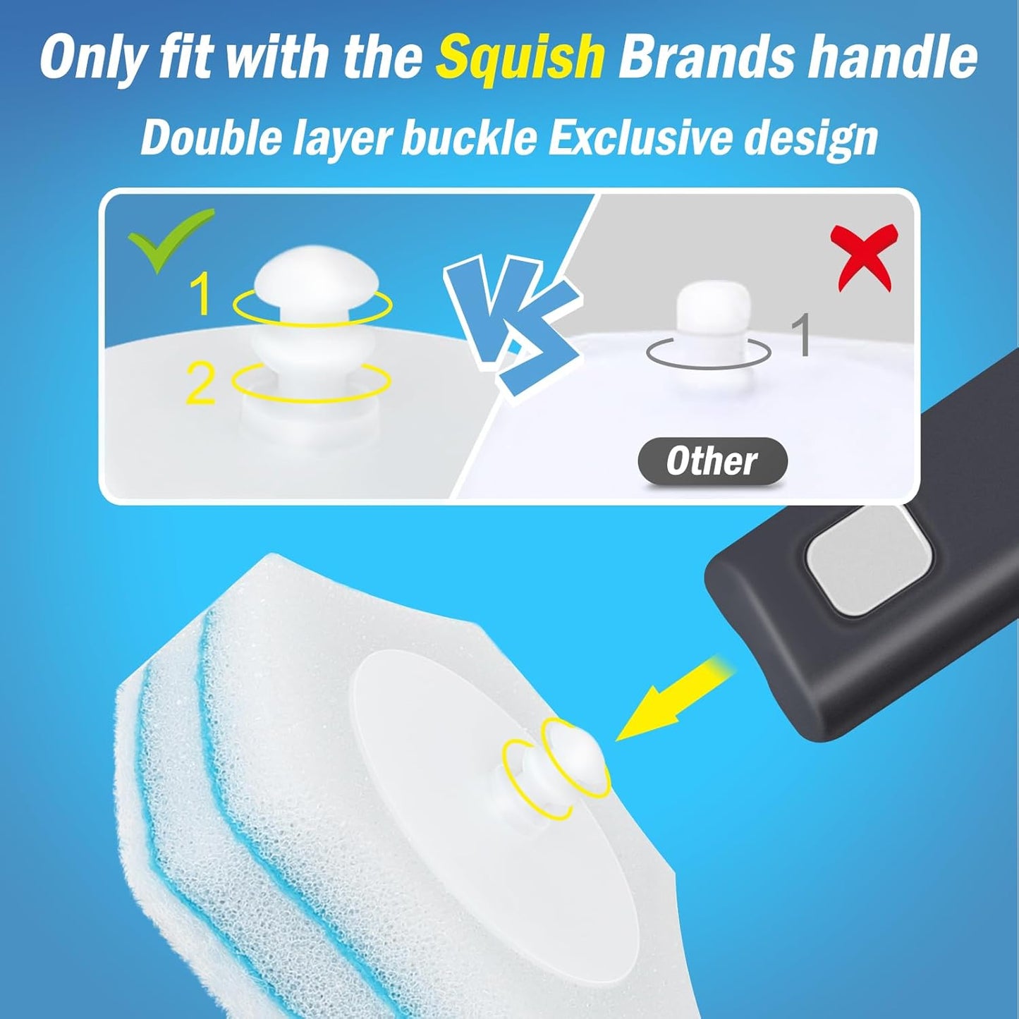 squish Disposable Toilet Brush with 16 Refills, Wall-Mounted No-Drill Adhesive Holder, Toilet Cleaning Kit for Bathroom - Space-Saving & Easy to Use