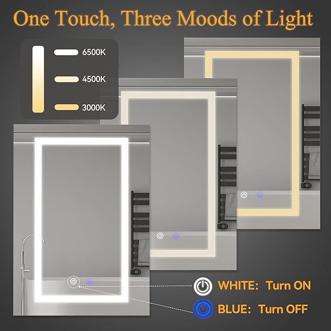 24x30In Medicine Cabinet with Lights, Recessed or Wall Mount LED Medicine Cabinet Mirror for Bathroom, with Defog, 3 Color Temperature & Stepless Dimming, Double Sockets & USBs(Left Door)