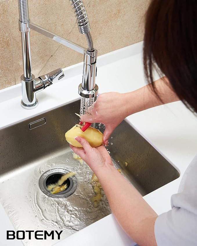 BOTEMY Extended Garbage Disposal Basket Strainer Stopper, Deep 304 Stainless Steel Kitchen Sink Flange for 3-1/2 Inch Standard Sink Drain Hole, Matte Black Deep Sink Disposal Stopper with Flange