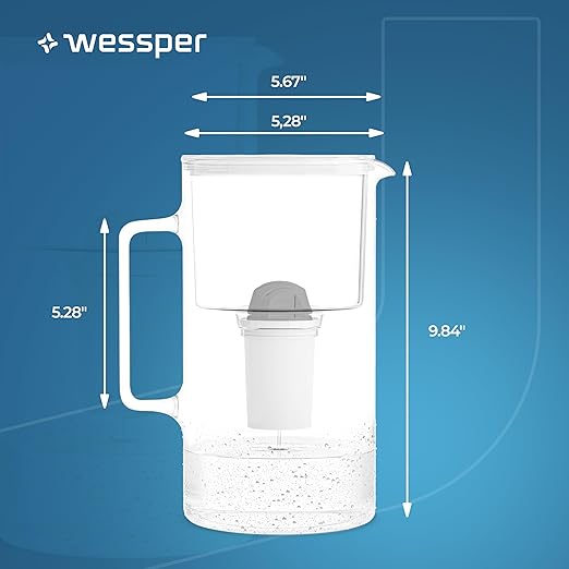 D2 Borosilicate White Glass Water Filter Pitcher Crystal Clear Hydration 8-Cup Capacity | 2in1 Water Purifier Pitcher and Stylish Water Carafe | Efficient Filtration for Pure Refreshing Water